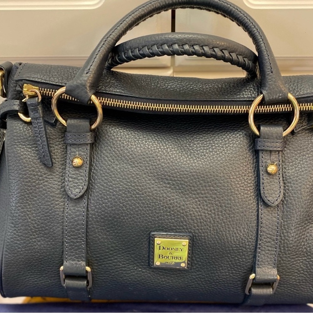 Dooney&bourke Navy Blue Pebbled Leather Florentine  Tassel Satchel 🔺FIRM🔺 - Picture 16 of 16